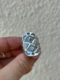Heavy Stamped Cigar Saddle Ring O~O1/2