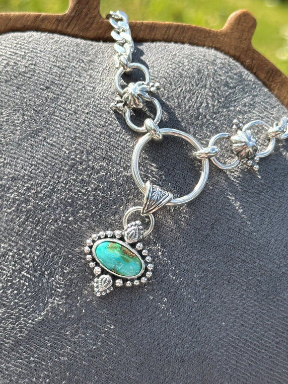 Turquoise Dainty Paisley Chunky Chain Necklace