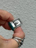 Kingman Turquoise Wide Band Ring Size P~P1/2