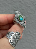 Turquoise Stamped Talisman Ring Size O~O1/2