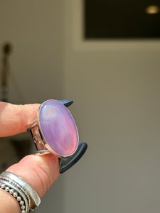Purple Agate Stamped Wide Band Ring Size M1/2~N