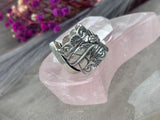 Turquoise Wide Band Stamped Ring Size M1/2~N
