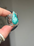Turquoise Wide Band Stamped Ring Size M1/2~N