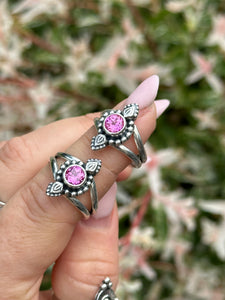 Simulated Pink Tourmaline Dainty Paisley Ring MTO