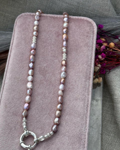 Pink Pearl Bolt Ring Necklace MTO