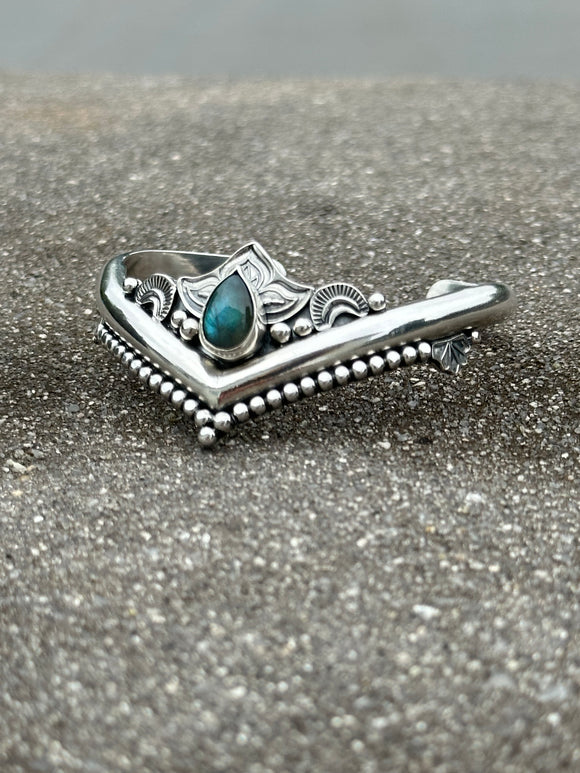 Labradorite Lotus Crown Wishbone Cuff MTO