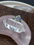 Moonstone Half~Lotus Crown Ring Size K
