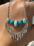 Turquoise Chandelier Chain Necklace
