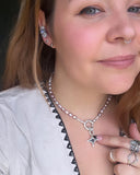 Pink Pearl Bolt Ring Necklace MTO
