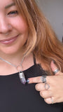 Smokey Amethyst Stamped Chunky Chain Necklace