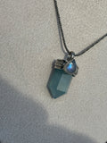 Aquamarine & Moonstone Point Pendant