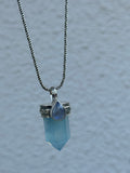 Aquamarine & Moonstone Point Pendant