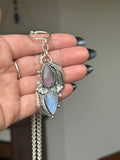 Purple Labradorite & Moonstone Chain Necklace