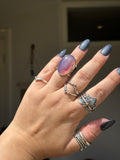 Purple Agate Stamped Wide Band Ring Size M1/2~N