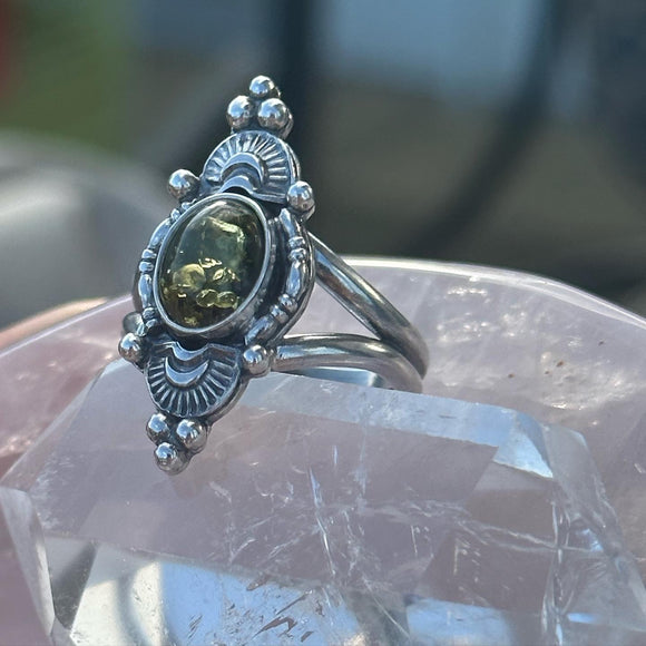 Small Skylar Green Baltic Amber Ring MTO