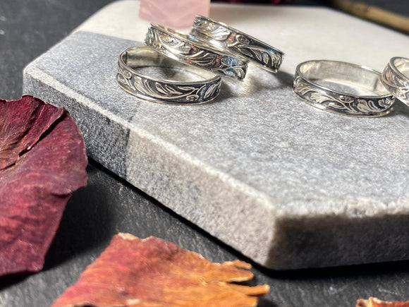 Sterling silver floral band ring/thumb ring MTO