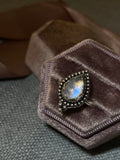 Small Ayva~ Rainbow Moonstone Teardrop Ring MTO