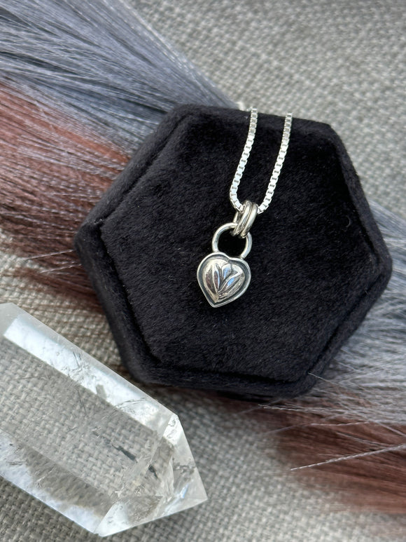 Mini Silver Heart Charm Necklace MTO