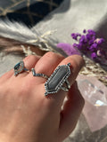 Black Moonstone/Sunstone Rena Ring Size U1/2