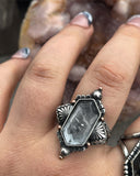 White Phantom Quartz Estera Stamped Ring MTO