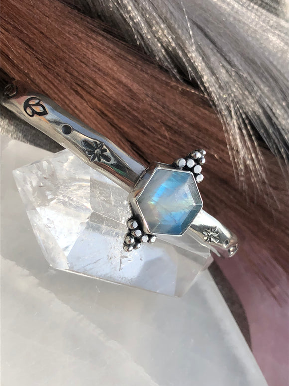 Rainbow Moonstone Decorative Cuff MTO